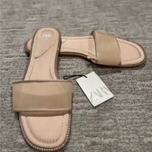 Zara Women's Tan Slide Sandals